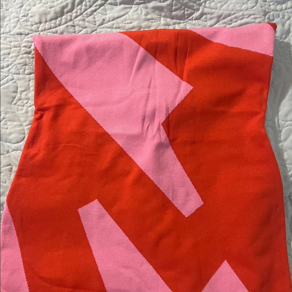 Abstract Halter Maxi Dress - Orange Pink - Picture 9 of 11